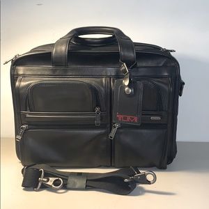 TUMI Alpha 2 Expandable T-Pass Leather Briefcase